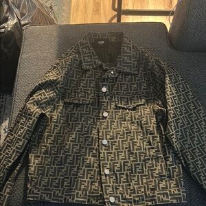 Fendi Brown and Black Logo Jacket